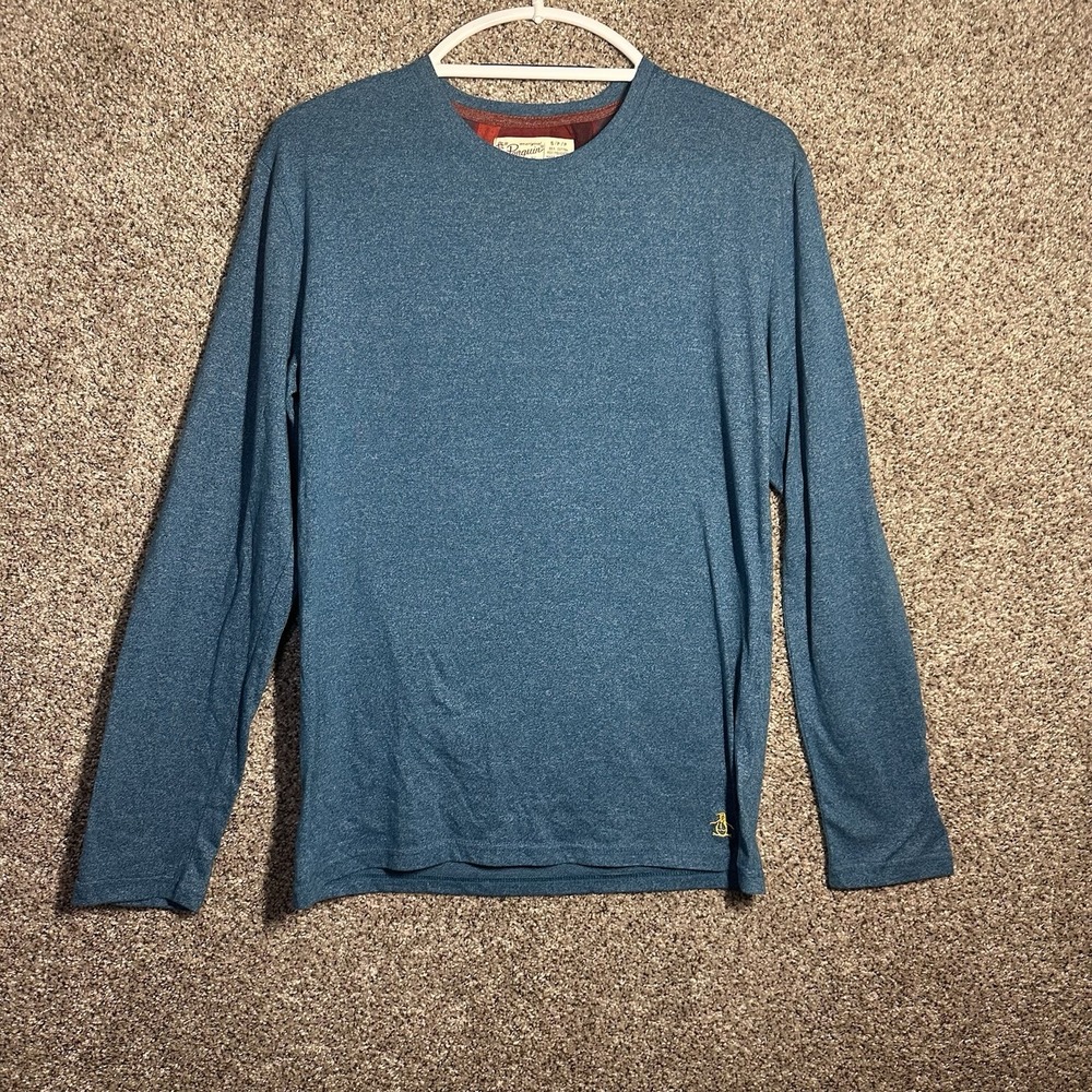 Original Penguin Long Sleeve T-Shirt Men's Small Blue Soft Embroidered Logo